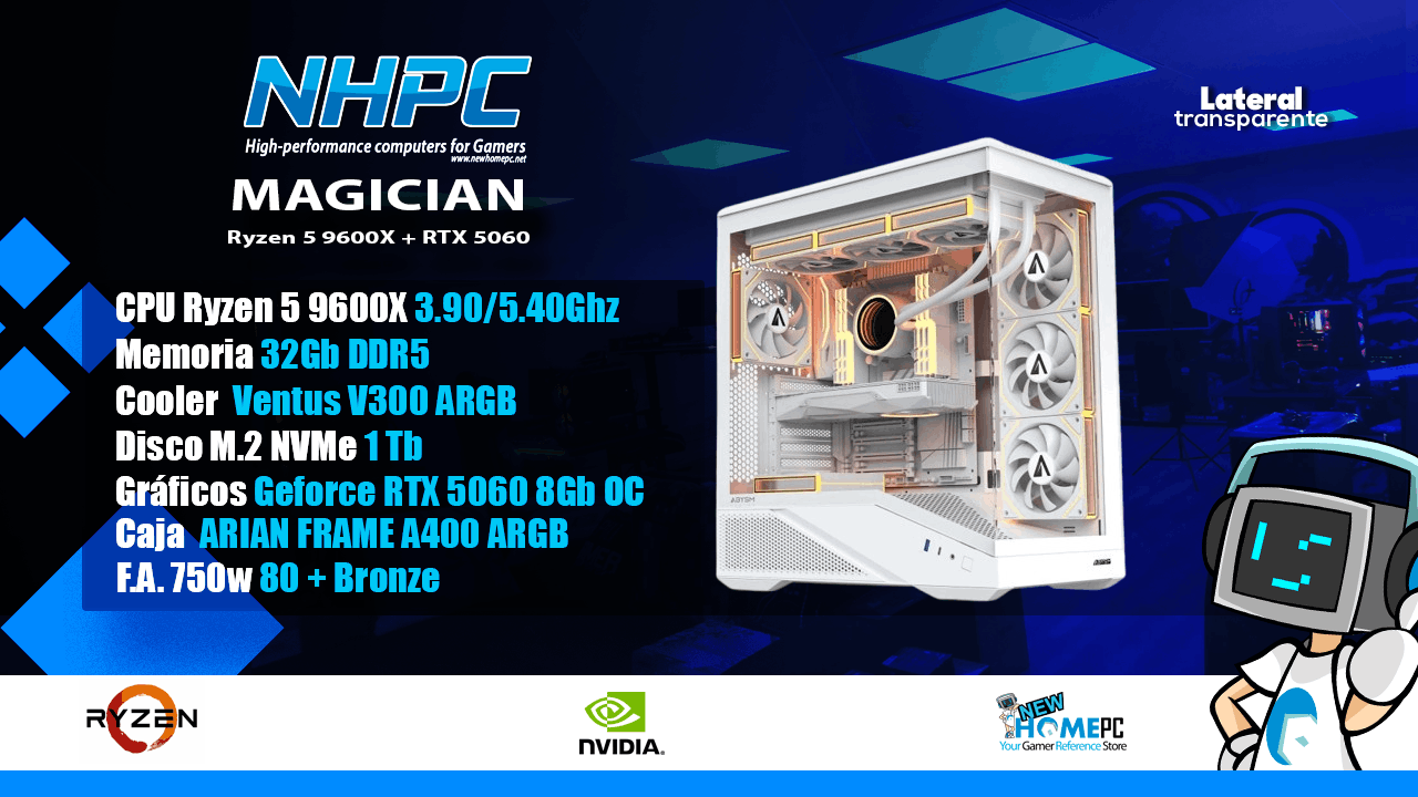 PC gaming NHPC MAGICIAN - Ryzen 5 9600X - RTX 5060 - 1TB - 32GB